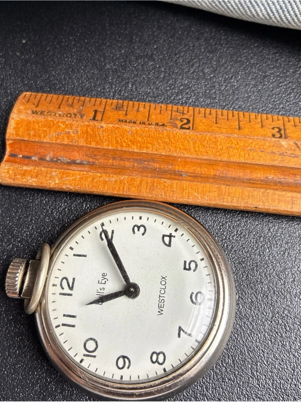 Westclox Bulls Eye Mechanical Pocket Watch Vintage, Manual Wind, USA Runs